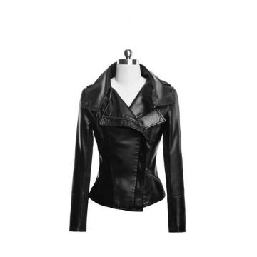 15PKPU05 invierno moda chaqueta de cuero mujeres